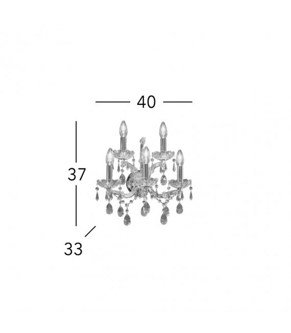 Lampada da parete Schönbrunn oro 24 carati 5 lampadine 37cm