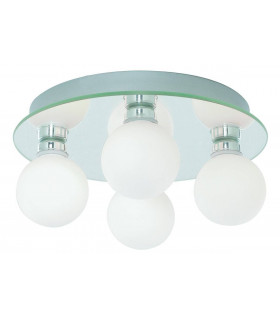 Plafonnier Global Verre opal Chrome 4 ampoules 11cm