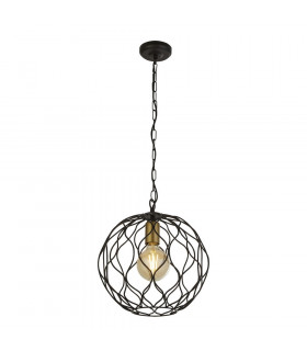 Suspension Finesse Acier doux Noir mat 1 ampoule 33cm