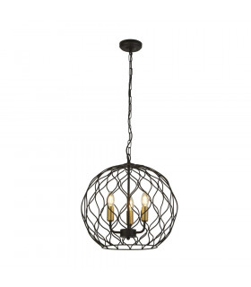 Lampada a sospensione Finesse Acciaio dolce Nero opaco 3 lampadine 41cm