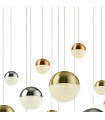Planets pendant lamp 14 bulbs Acrylic, mild steel Chrome, satin brass, copper, Transparent