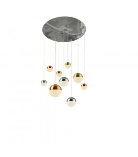 Colgante planetas Acero dulce Cromo 9 bombillas 153cm
