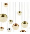 Pendant Planets 27 bulbs Acrylic, mild steel Chrome, satin brass, copper, Transparent