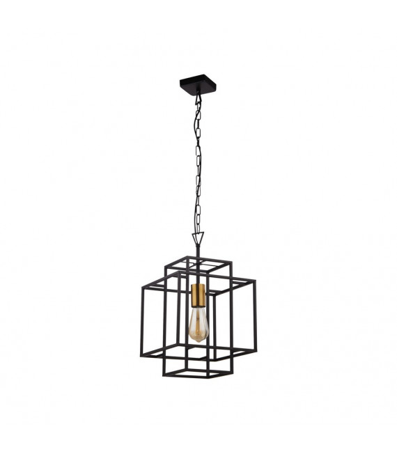 Crate pendant light Mild steel Matte black 1 bulb 76.5cm