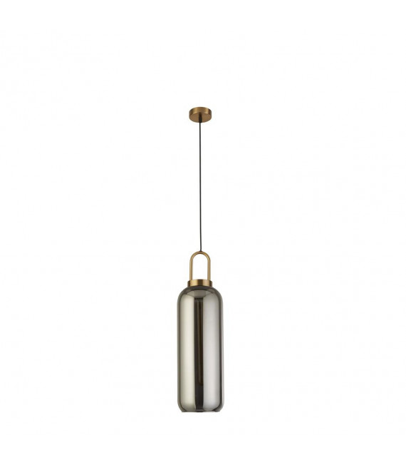 Lampada a sospensione di design Pipette Vetro, acciaio dolce Ottone, vetro fumé 1 lampadina 53,5 cm