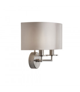 Lampada Knightsbridge a 2 luci in acciaio dolce argento satinato da 26 cm con paralume
