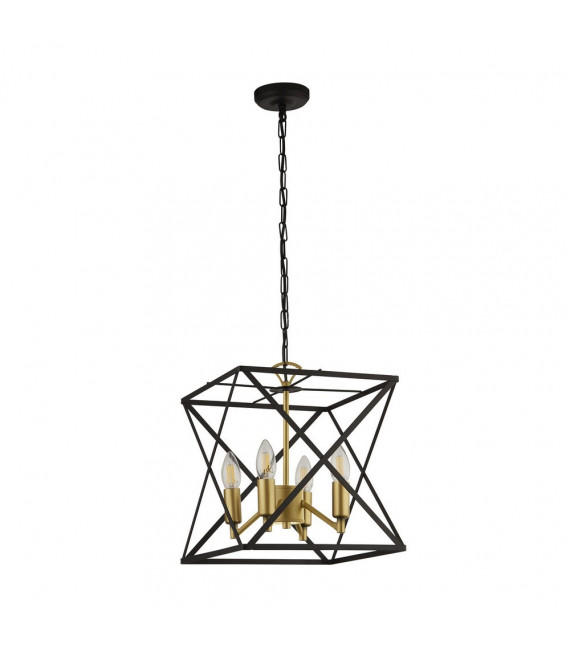 Ciondolo Hexa Acciaio dolce Nero 4 lampadine 34,5 cm