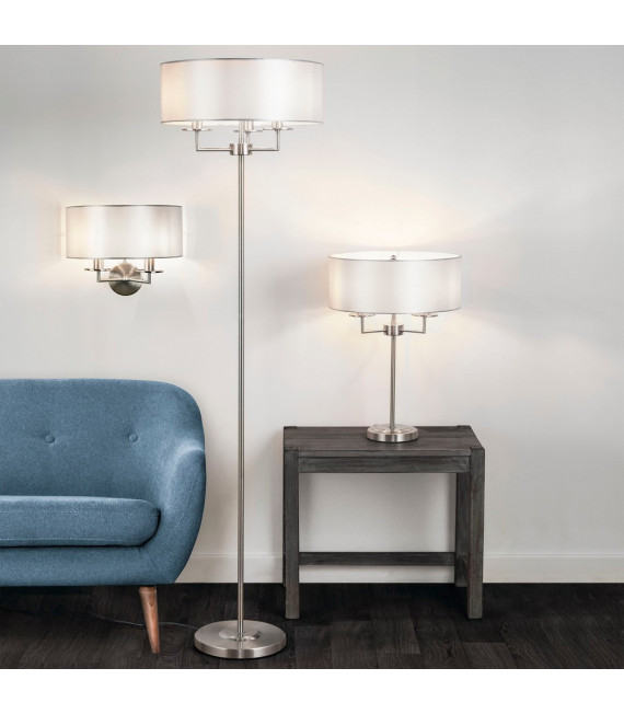 Lampadaire Knightsbridge Acier doux Argent satiné 3 ampoules 156cm