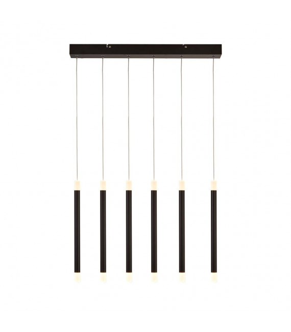 Wands integrierte LED-Deckenleuchte Acryl, Baustahl Mattschwarz, gefrostet 6 Glühbirnen 43cm