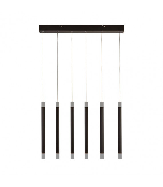 Plafoniera a LED integrata con bacchette Acrilico, acciaio dolce Nero opaco, satinato 6 lampadine 43 cm