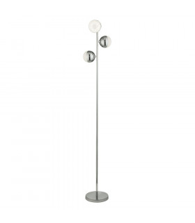 Stehlampe Marbles Baustahl Chrom 3 Glühbirnen 152cm