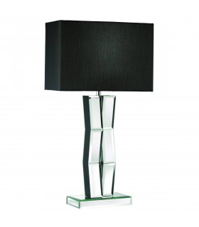 Spiegeltischlampe Schwarzglas, Spiegel 1 Glühbirne 60cm