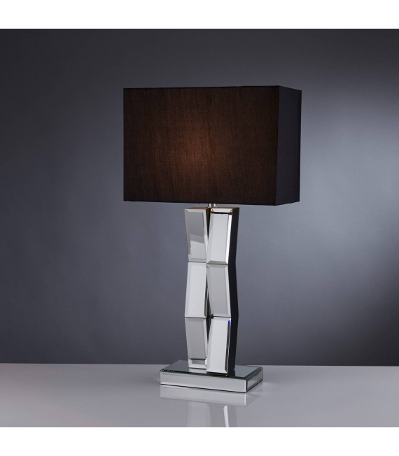 Spiegeltischlampe Schwarzglas, Spiegel 1 Glühbirne 60cm