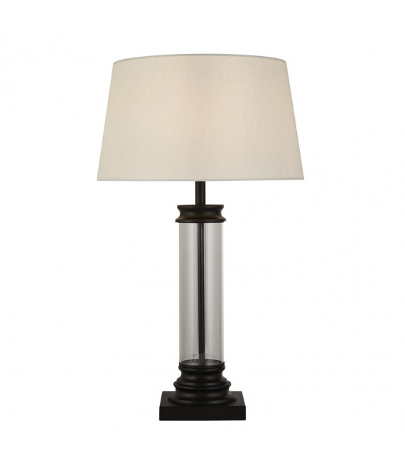 Sockel-Tischlampe Glas, Kunststoff, Stoff, Baustahl weiß, schwarz, transparent 1 Glühbirne 49,5cm