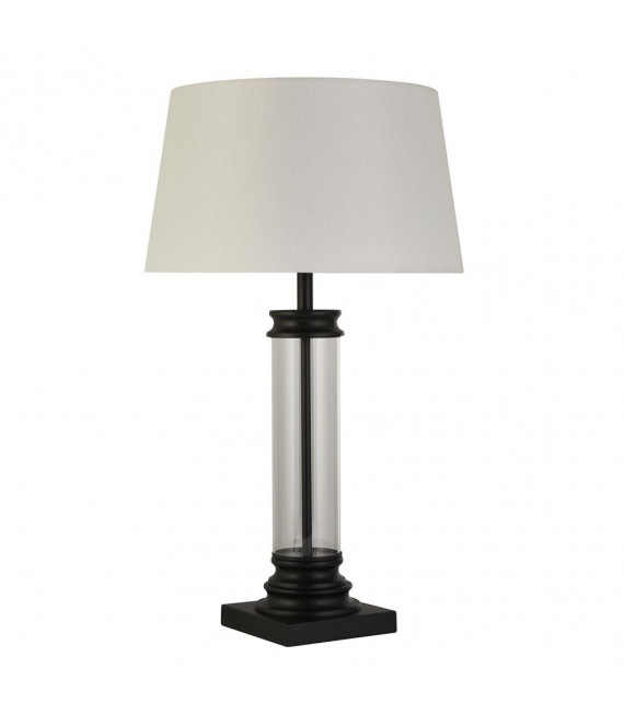 Sockel-Tischlampe Glas, Kunststoff, Stoff, Baustahl weiß, schwarz, transparent 1 Glühbirne 49,5cm
