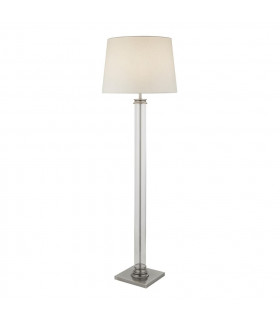 Lampada da terra con piedistallo Vetro, plastica, tessuto, acciaio dolce Argento satinato, crema, trasparente 1 lampadina 156 cm