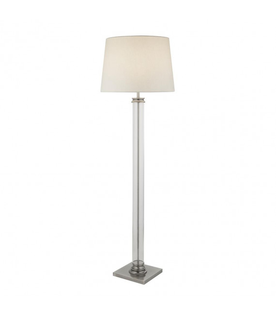 Pedestal floor lamp Glass, plastic, fabric, mild steel Satin silver, cream, Clear 1 bulb 156cm
