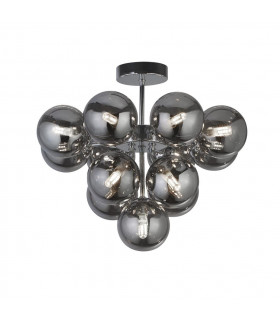 Berry 13-light ceiling light Glass, mild steel Chrome, smoked
