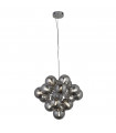 Berry Glass pendant light, chrome mild steel, smoked 17 bulbs 36cm
