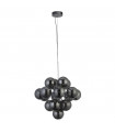 Suspension Berry Verre,acier doux Chrome,fumé 17 ampoules 36cm