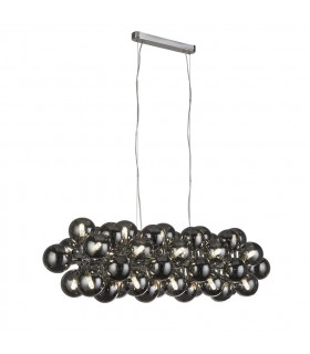 Berry glass pendant lamp, chrome mild steel, smoked 25 bulbs 31cm