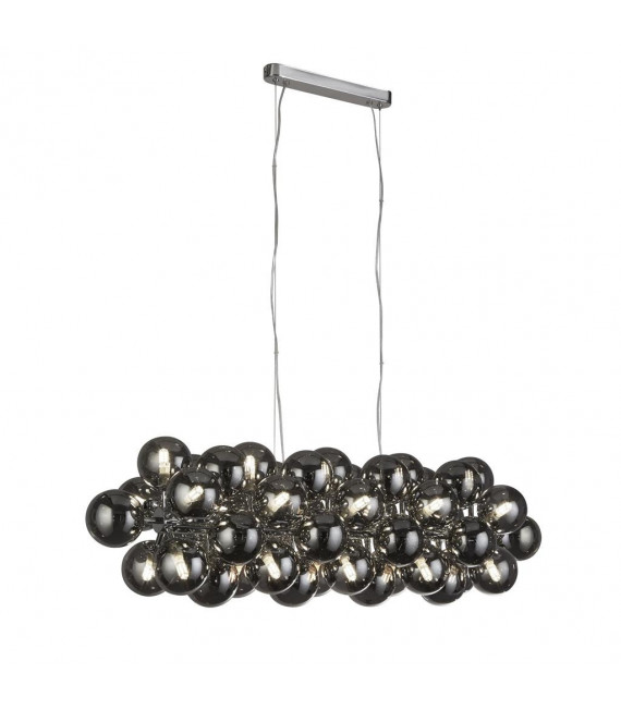 Berry glass pendant lamp, chrome mild steel, smoked 25 bulbs 31cm