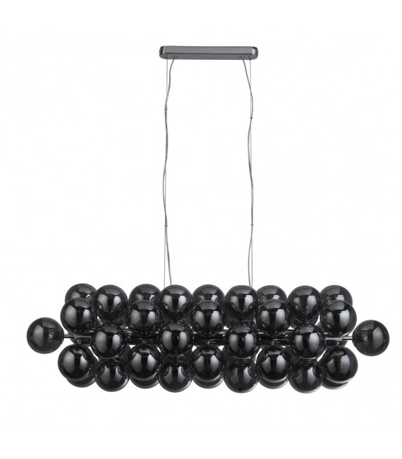 Lámpara colgante de cristal Berry, acero dulce cromado, ahumado 25 bombillas 31cm
