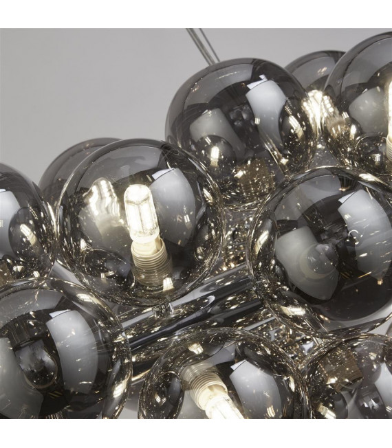 Suspension Berry Verre,acier doux Chrome,fumé 25 ampoules 31cm