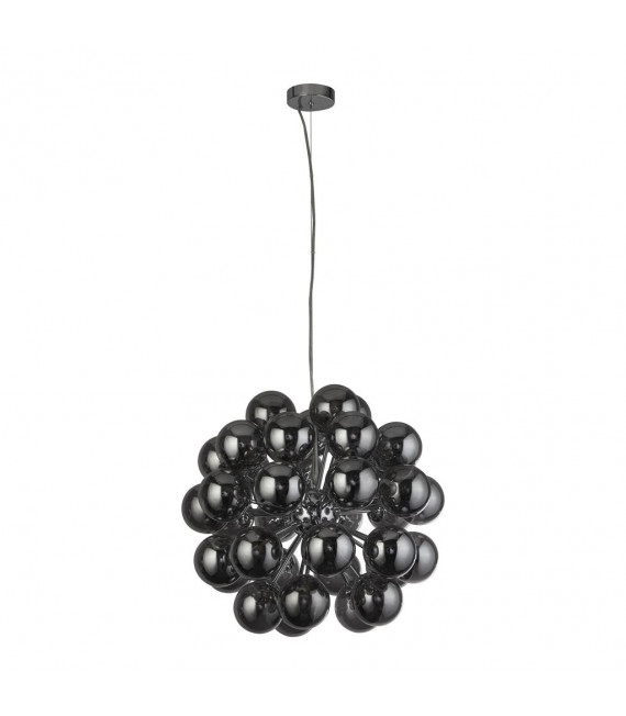 Pendente Berry Glass, acciaio dolce Cromo, fumè 27 lampadine 51cm