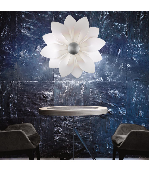 Applique Fiore Foglia Argento 6 Luci