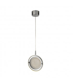 Sospensione di design Giroscopio Vetro, acciaio inossidabile, gomma siliconica, acciaio dolce Cromo, bianco, Trasparente 33 Cm