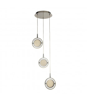 Suspensión de giroscopio Vidrio, acero inoxidable, caucho de silicona, acero dulce Cromo, blanco, transparente 1 bombilla 27,5 c