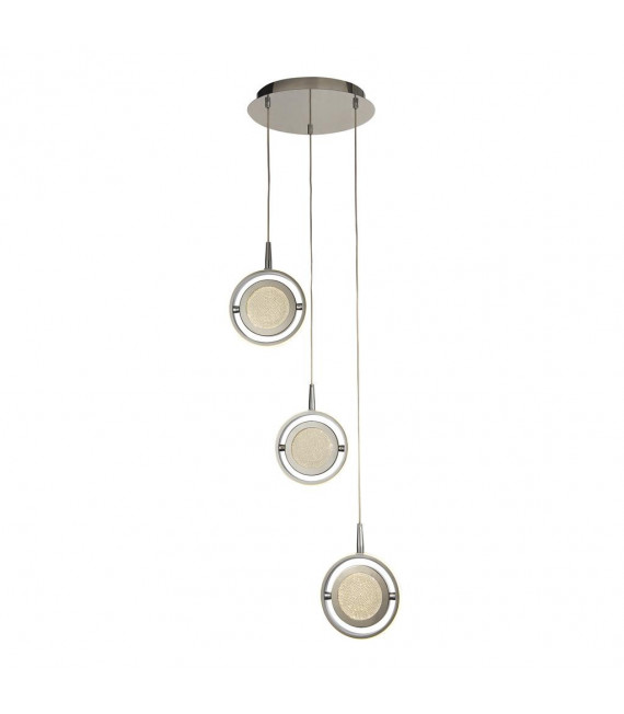 Suspensión de giroscopio Vidrio, acero inoxidable, caucho de silicona, acero dulce Cromo, blanco, transparente 1 bombilla 27,5 c