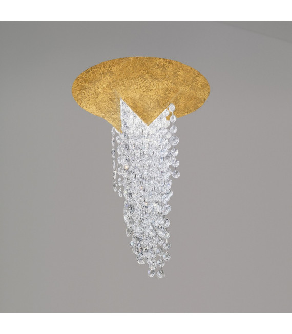 Plafón diseño hierro fundido hoja oro 1 bombilla 34cm