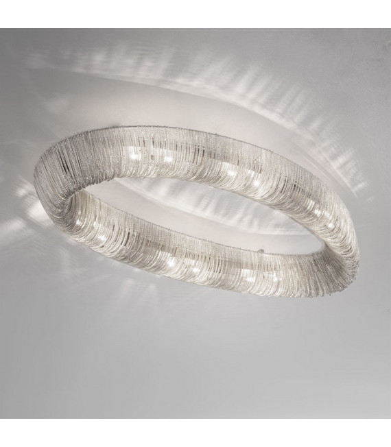 Plafoniera Cloud Cromo lucido 12 lampadine 200cm