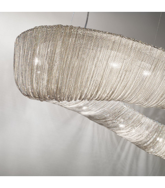 Plafonnier Cloud Chrome poli 12 ampoules 200cm