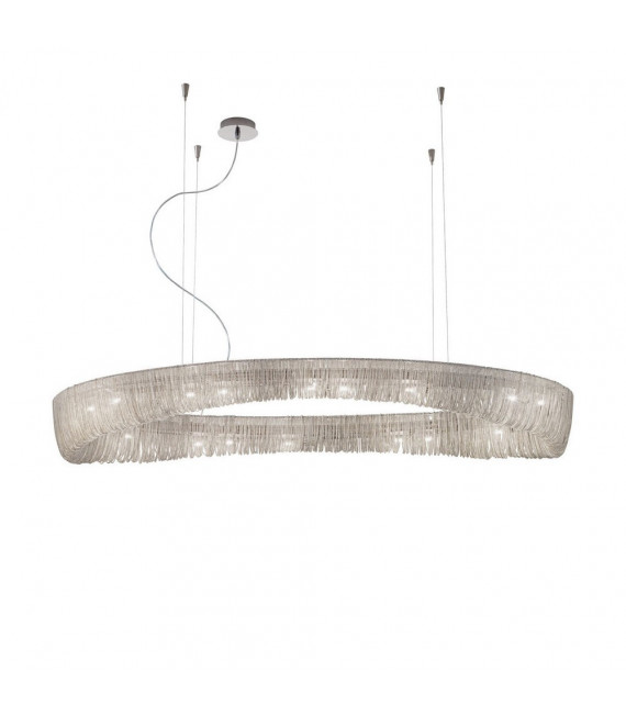 Deckenleuchte Cloud Poliertes Chrom 20 Glühbirnen 200cm