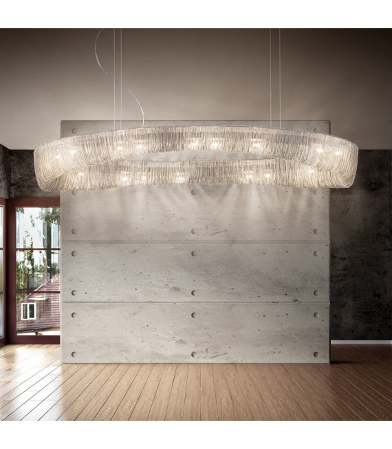 Plafoniera Cloud Cromo lucido 20 lampadine 200cm