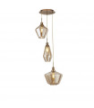 Suspension Mia Acier doux Laiton antique 3 ampoules 150cm