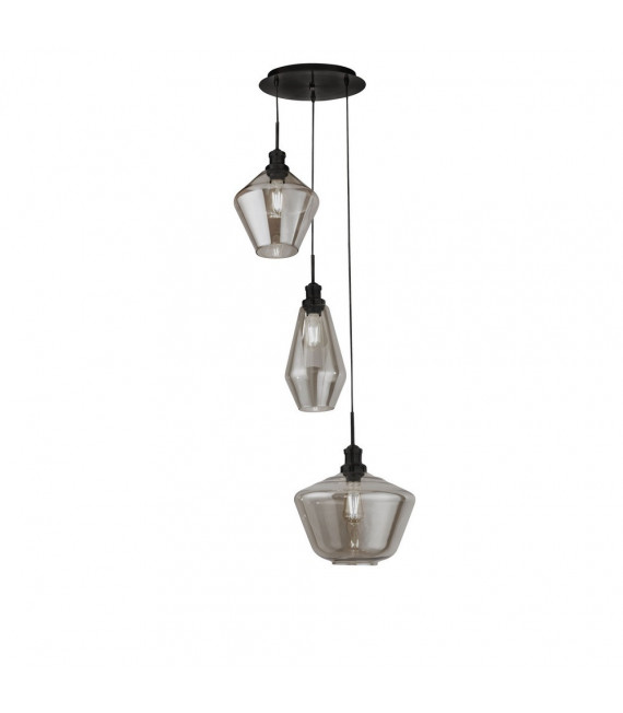 Mia Pendelleuchte Stahl Schwarz 3-flammig 150cm