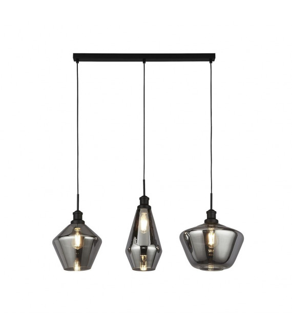 Suspension Mia 3 ampoules Verre,acier doux Fumé Noir