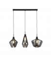 Suspension Mia 3 ampoules Verre,acier doux Fumé Noir