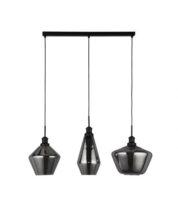 Mia pendant lamp 3 bulbs Glass, mild steel Smoked Black