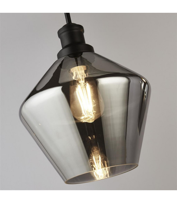 Suspension Mia 3 ampoules Verre,acier doux Fumé Noir