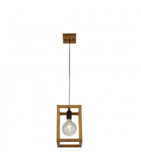 Lámpara colgante cuadrada Plástico, madera tejida Negro, madera natural 1 bombilla 30cm
