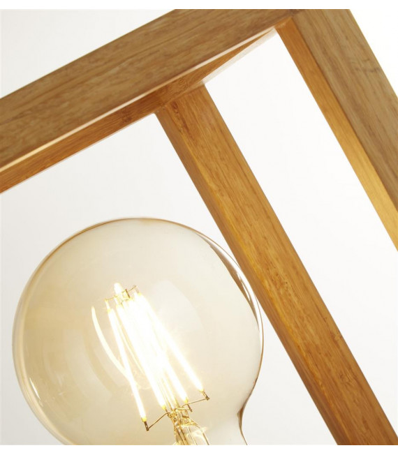 Lampe de table Square 1 ampoule Plastique,bois de bambou tissé Noir,bois naturel