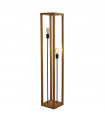 Lampadaire Square 2 ampoules Plastique,bois de bambou tissé Noir,bois naturel