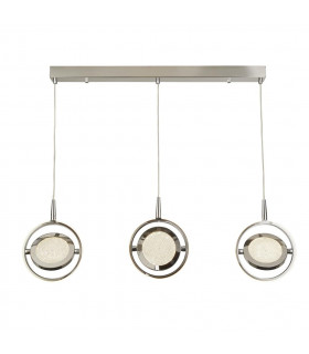 Gyroscope pendant light 1 bulb Glass, stainless steel, silicone rubber, mild steel Chrome, white, Clear