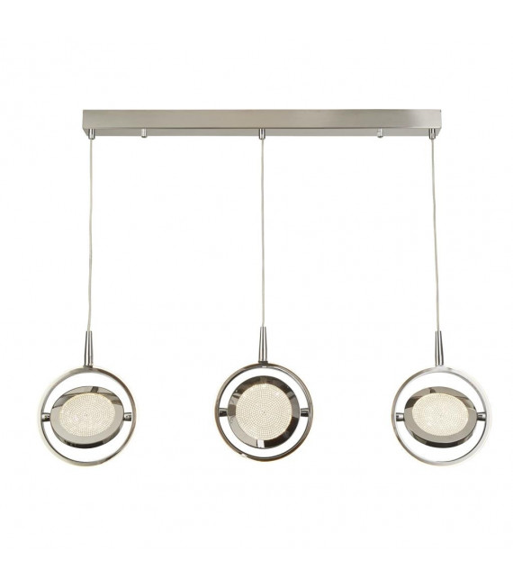 Gyroscope pendant light 1 bulb Glass, stainless steel, silicone rubber, mild steel Chrome, white, Clear