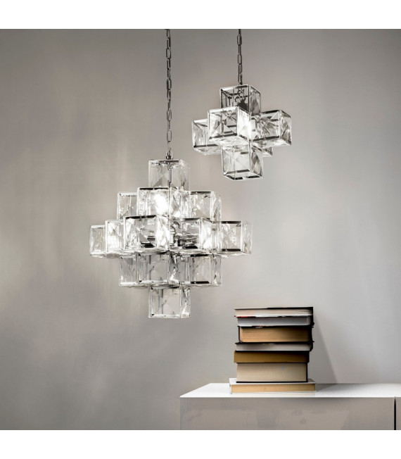 Suspension Glacier Acier doux Chrome 7 ampoules 56cm